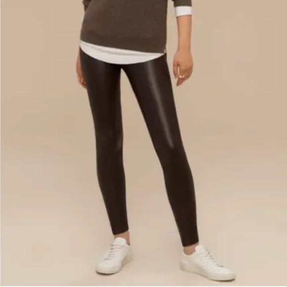 Aritzia Wilfred Free Daria High-Waisted Vegan Faux Leather Leggings Black M - Picture 1 of 11